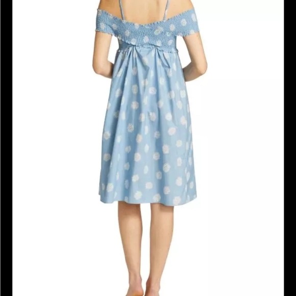 Baum Und Pferdgarten Antibes Smocked Dress 38 Off the Shoulder Blue Floral - Picture 5 of 9